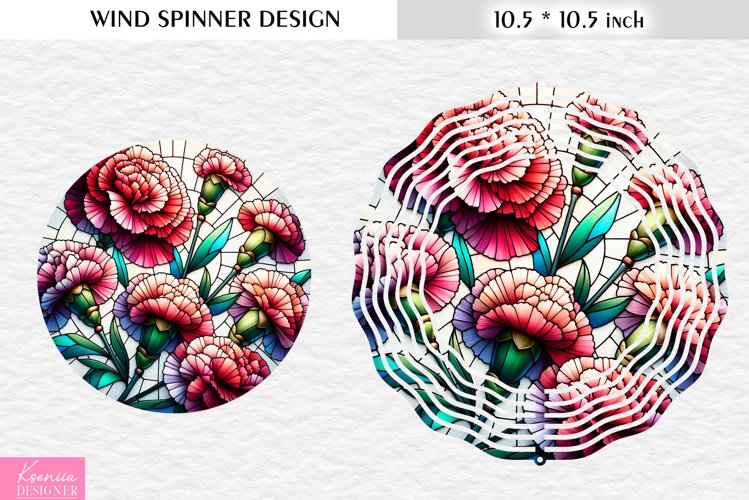 Stained Glass Carnation Wind Spinner Design example image 1
