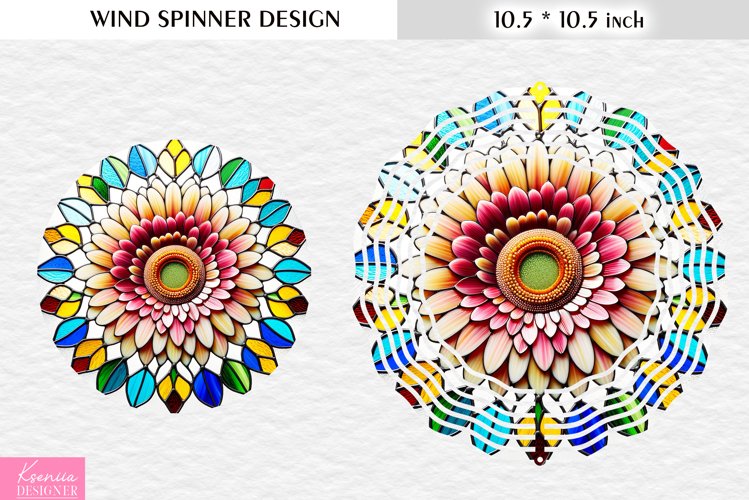 Stained Glass Gerbera Wind Spinner Design example image 1