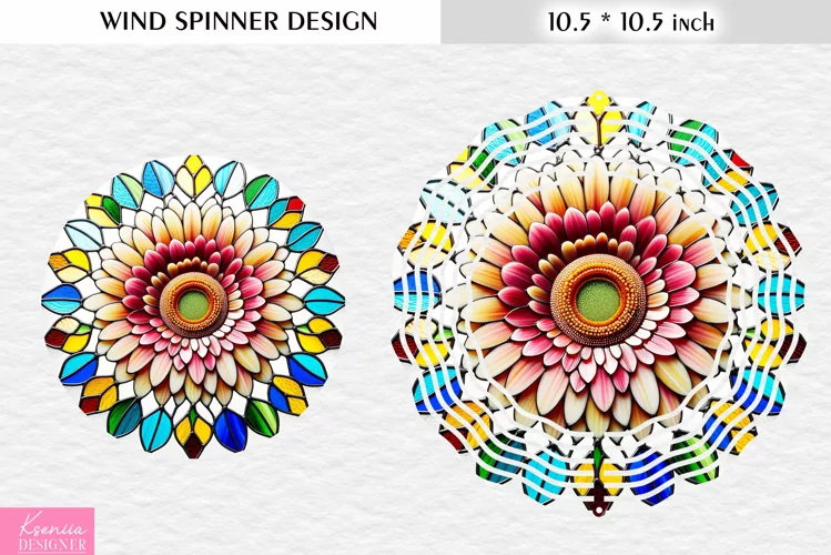Stained Glass Gerbera Wind Spinner Design
