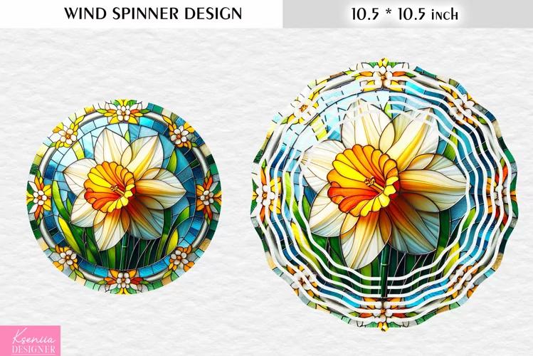 Stained Glass Daffodil|Flower Wind Spinner Design