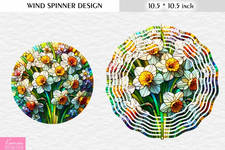 Stained Glass Daffodil|Flower Wind Spinner Design