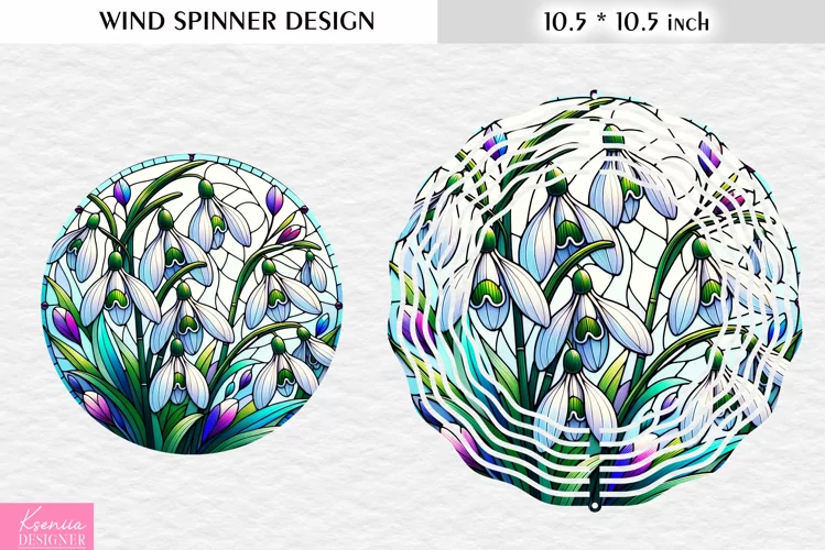 Stained Glass Snowdrop|Flower Wind Spinner Design