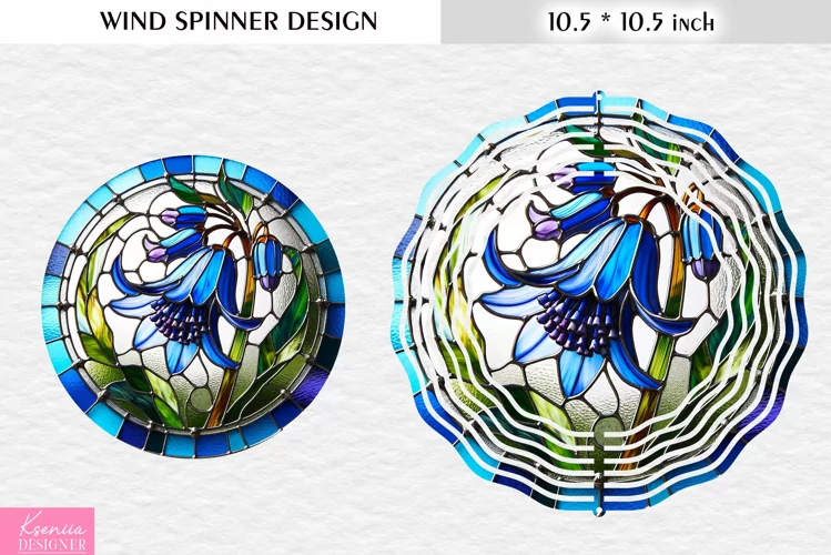 Stained Glass Bluebell|Flower Wind Spinner Design