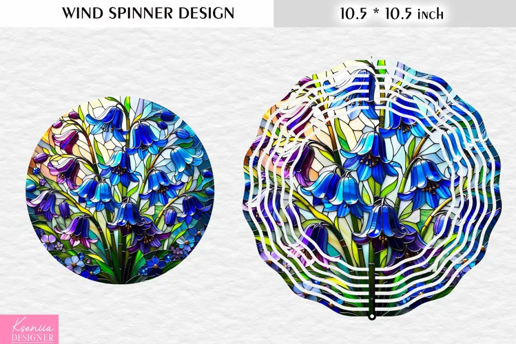 Stained Glass Bluebells|Flower Wind Spinner Design
