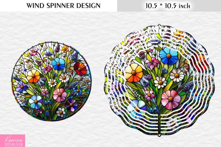 Stained Glass Wild Flowers|Flower Wind Spinner Design example image 1