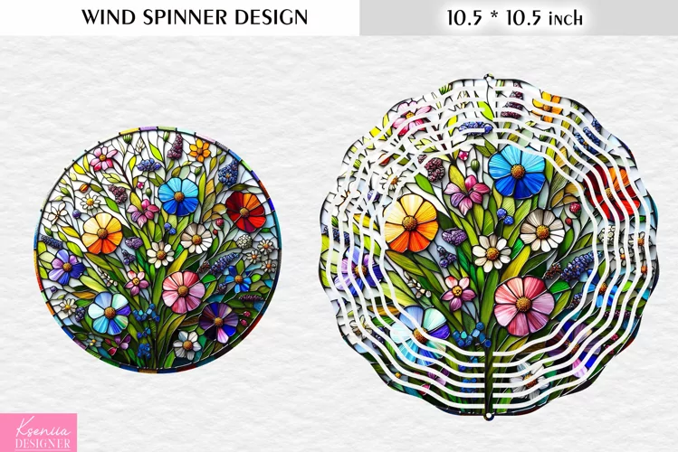 Stained Glass Wild Flowers|Flower Wind Spinner Design