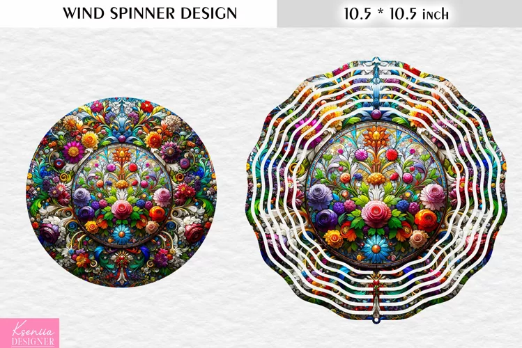 Stained Glass Vintage Flowers|Flower Wind Spinner Design