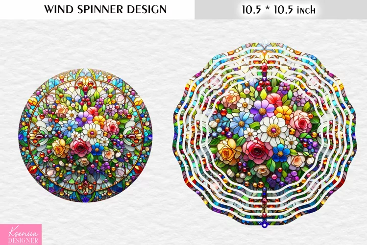 Stained Glass Little Flowers|Flower Wind Spinner Design