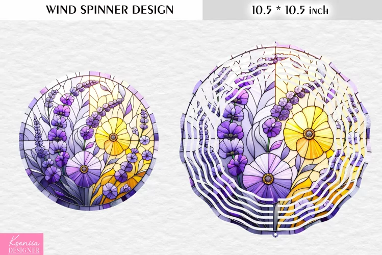 Stained Glass Lavender|Flower Wind Spinner Design