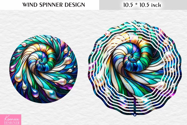Stained Glass Perl Wind Spinner Design