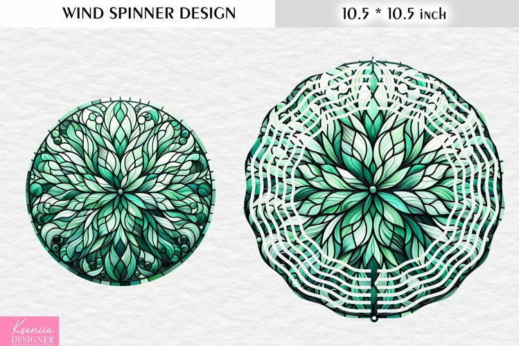 Stained Glass Leaf|Green Flower Wind Spinner Design