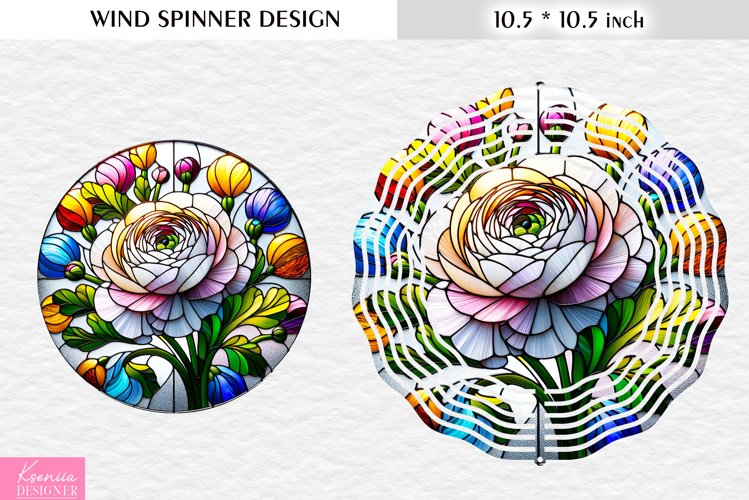Stained White Flower Wind Spinner Design example image 1
