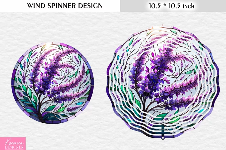 Stained Glass Lavender Wind Spinner Design
