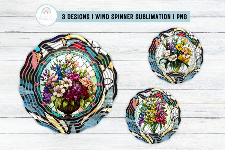 Stained Glass Flower Wind Spinner Sublimation Design example image 1