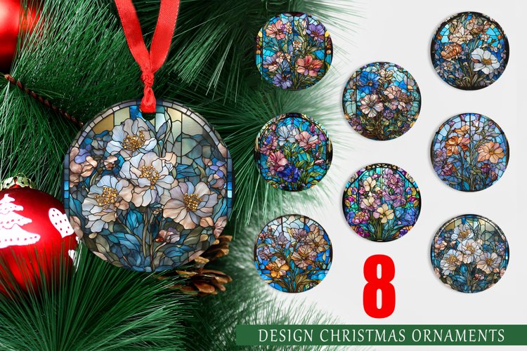 Christmas Ornaments Stained Glass Flowers