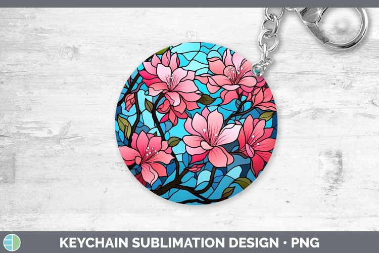 GorgeousStained Glass Flowers Keychain design.
