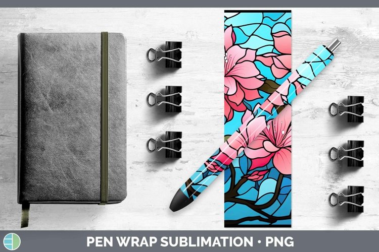GorgeousStained Glass Flowers Pen Wrap design.