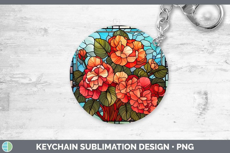 GorgeousStained Glass Flowers Keychain design.
