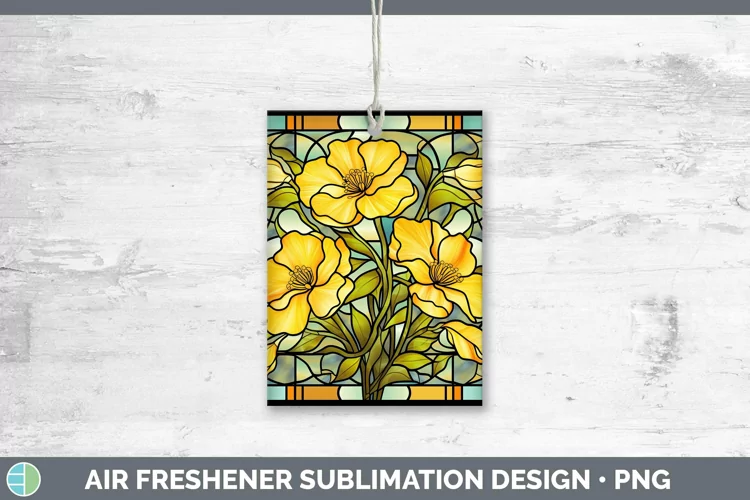 Stained Glass Flowers Buttercup Air Freshener Sublimation Ca