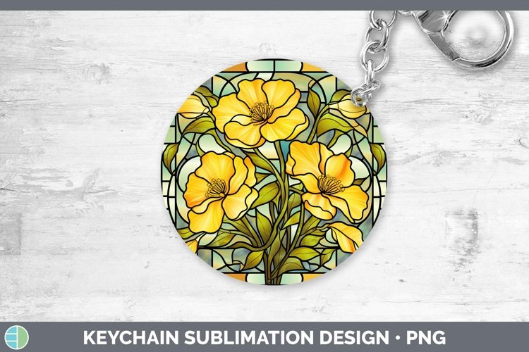 GorgeousStained Glass Flowers Keychain design.