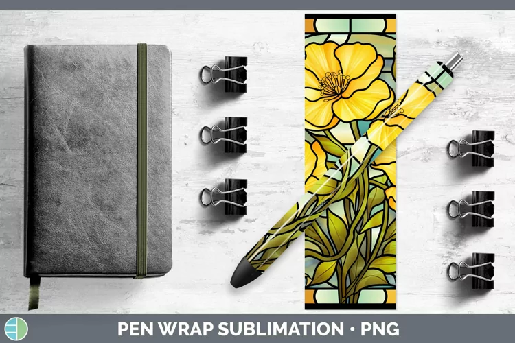 Stained Glass Flowers Buttercup Pen Wrap Sublimation Epoxy P