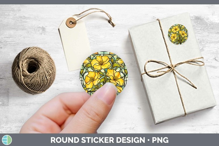 GorgeousStained Glass Flowers Stickers design.