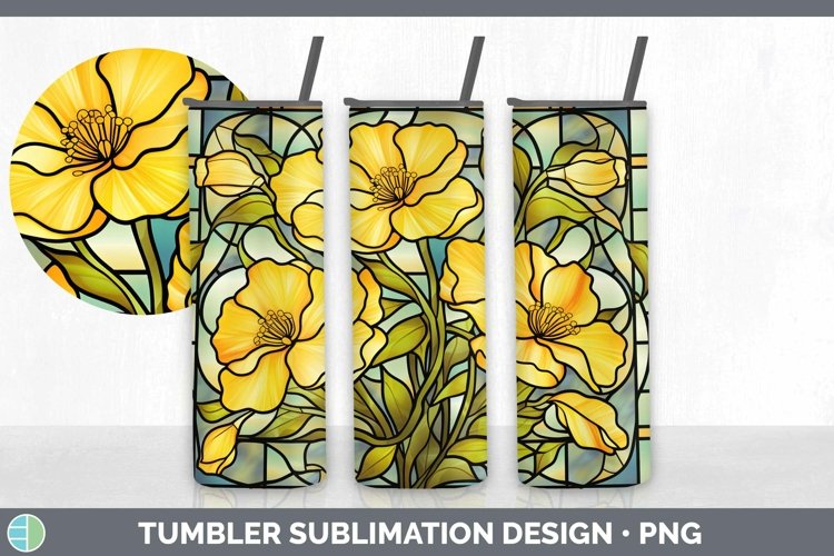 Stained Glass Flowers Buttercup Tumbler Sublimation 20 oz Sk