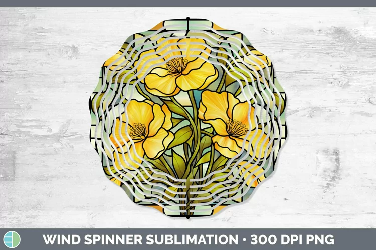 Stained Glass Flowers Buttercup Wind Spinner Sublimation Spi