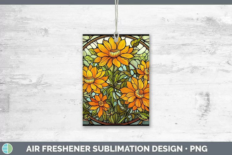 Stained Glass Flowers Calendula Air Freshener Sublimation Ca