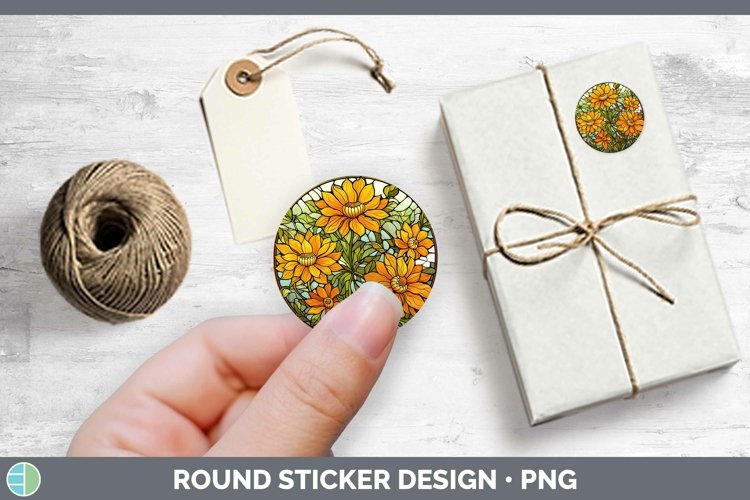 GorgeousStained Glass Flowers Stickers design.
