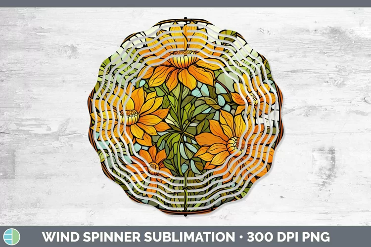 Stained Glass Flowers Calendula Wind Spinner Sublimation Spi