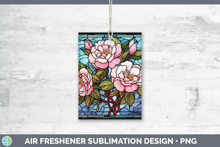 Stained Glass Flowers Camellia Air Freshener Sublimation Car