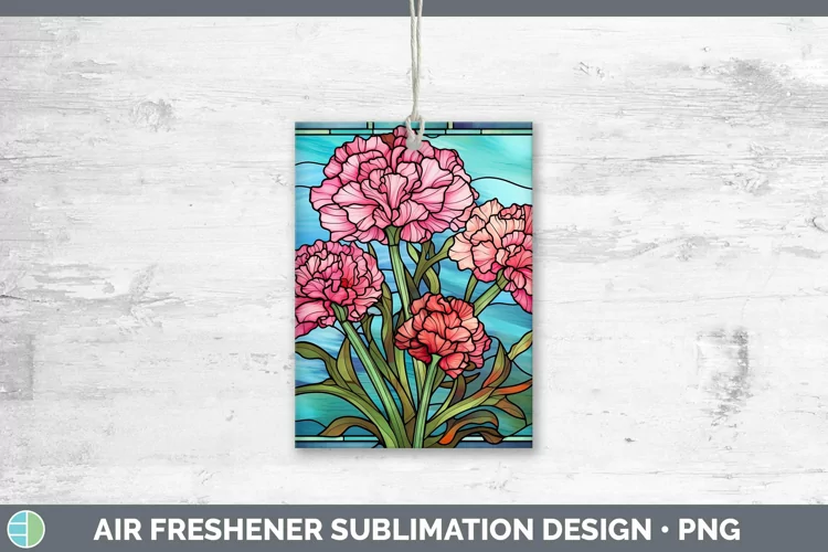 Stained Glass Flowers Carnation Air Freshener Sublimation Ca