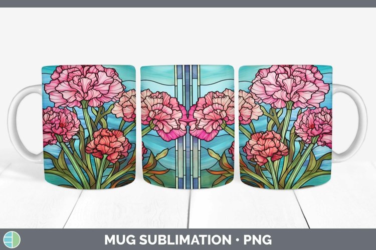 GorgeousStained Glass Flowers Mug Wrap design.
