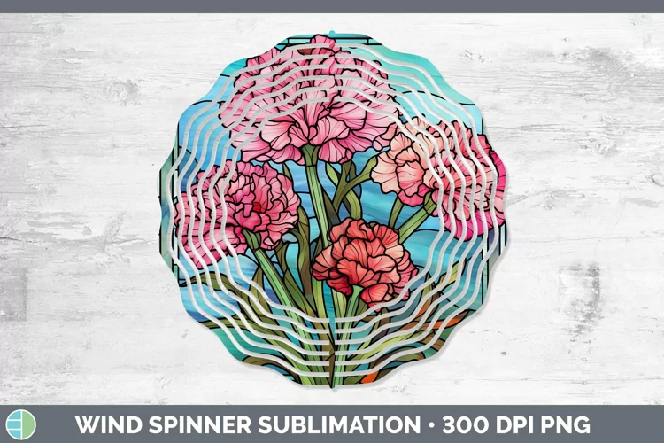Stained Glass Flowers Carnation Wind Spinner Sublimation Spi