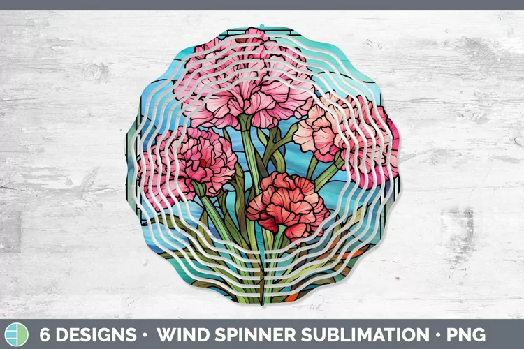 Stained Glass Flowers Carnation Wind Spinner | Sublimation S