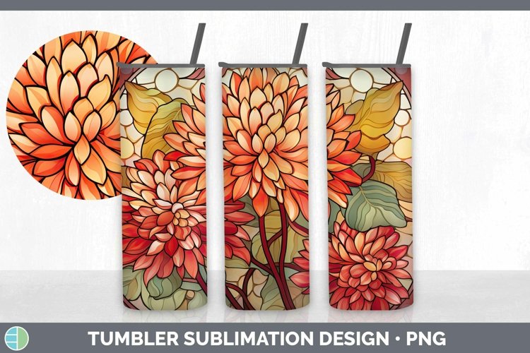 Stained Glass Flowers Chrysanthemum Tumbler Sublimation 20 o