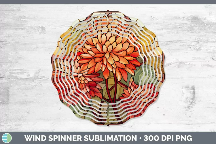 Stained Glass Flowers Chrysanthemum Wind Spinner Sublimation