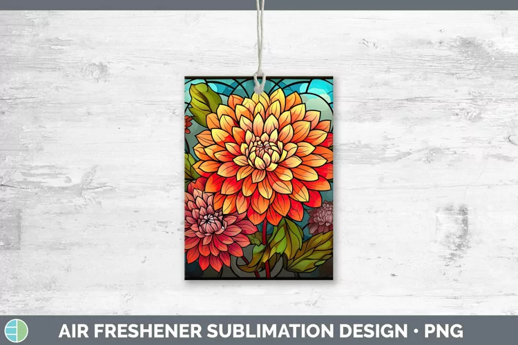 Stained Glass Flowers Dahlia Air Freshener Sublimation Car F