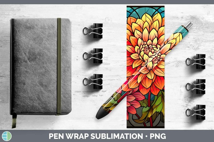 GorgeousStained Glass Flowers Pen Wrap design.