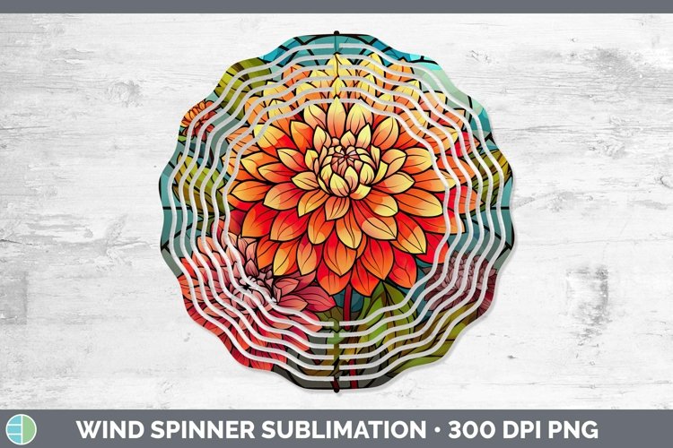 Stained Glass Flowers Dahlia Wind Spinner Sublimation Spinne