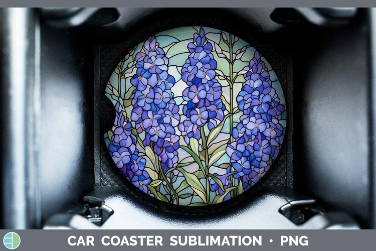 GorgeousStained Glass Flowers Car Coaster design.