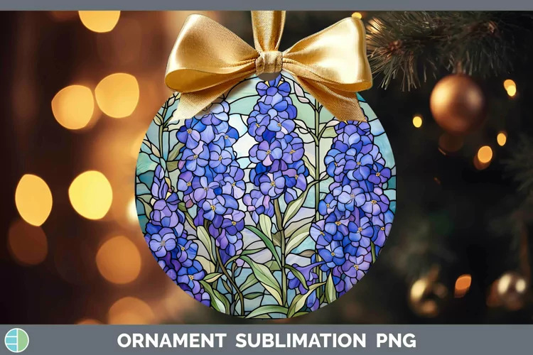 Stained Glass Flowers Delphinium Ornament Sublimation Bauble