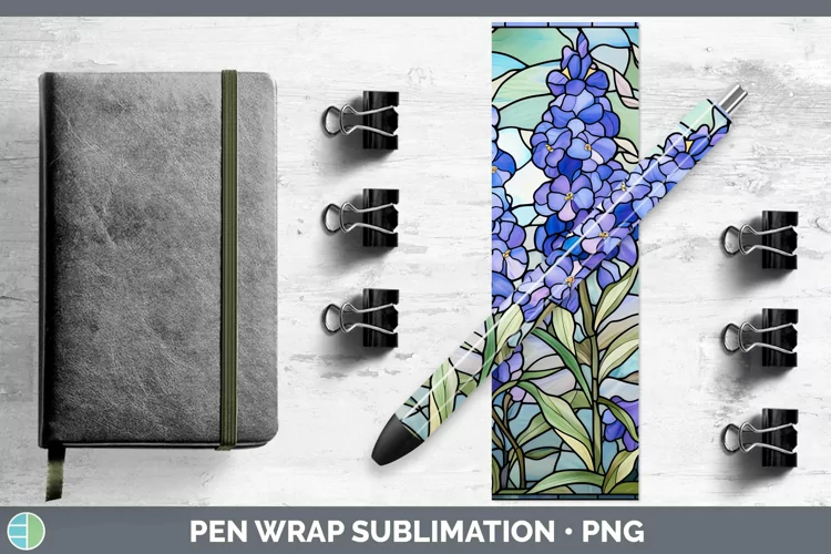 Stained Glass Flowers Delphinium Pen Wrap Sublimation Epoxy