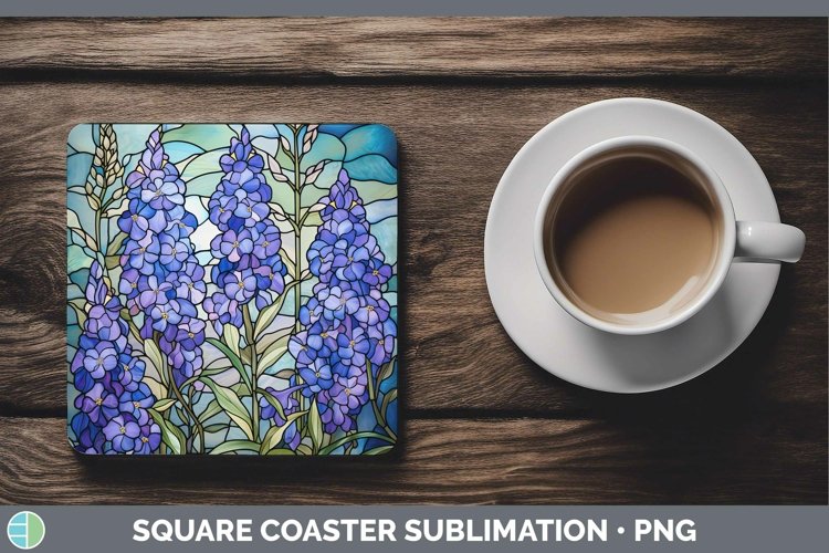 GorgeousStained Glass Flowers Square Coaster design.