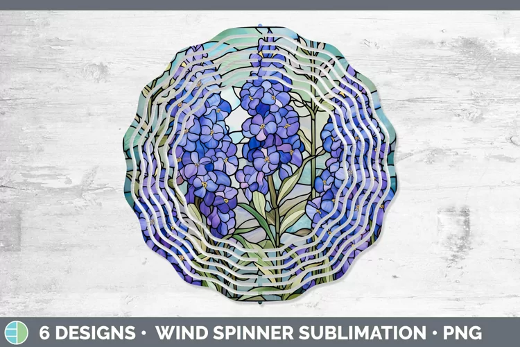 Stained Glass Flowers Delphinium Wind Spinner | Sublimation