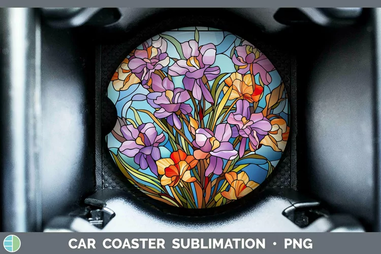 Stained Glass Flowers Freesia Car Coaster Sublimation Coaste