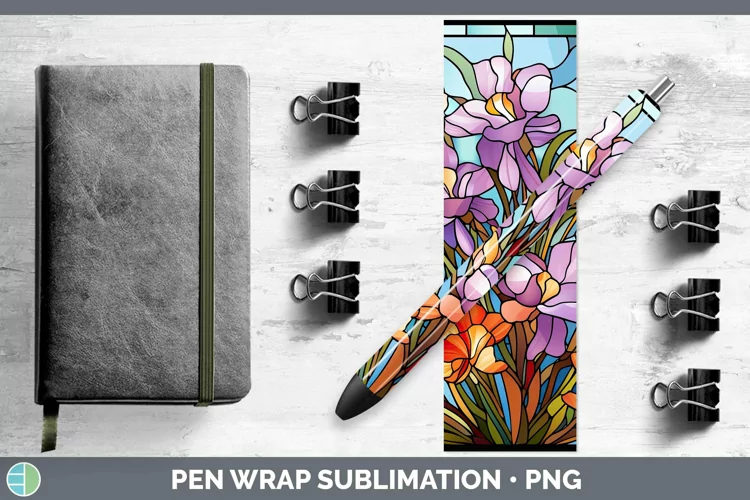 Stained Glass Flowers Freesia Pen Wrap Sublimation Epoxy Pen