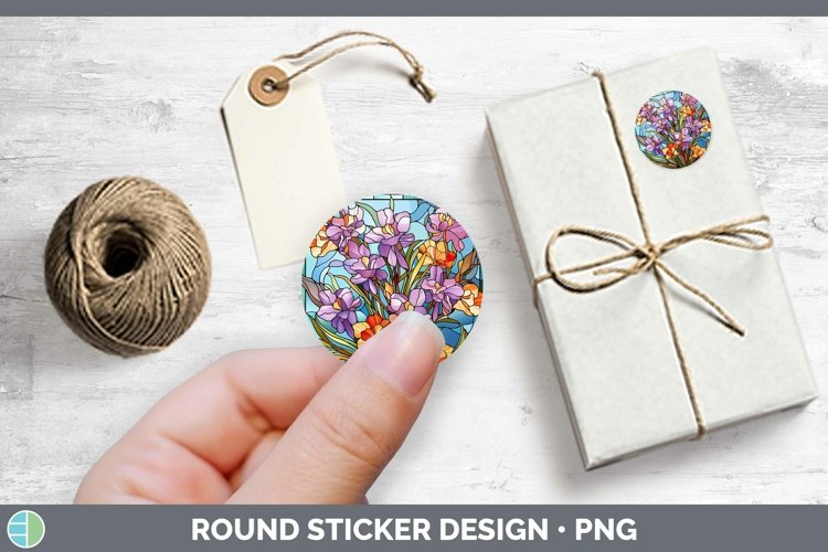 GorgeousStained Glass Flowers Stickers design.