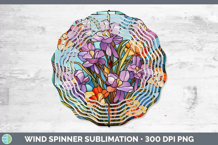Stained Glass Flowers Freesia Wind Spinner Sublimation Spinn